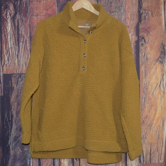 American Eagle Aerie Women's M Teddy Fleece Quarter Button Sweater Pullover Top - Picture 5 of 8